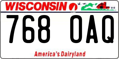 WI license plate 768OAQ