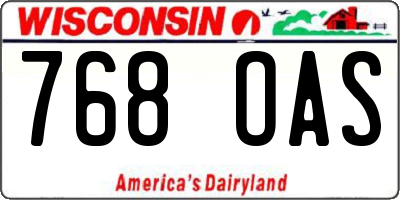 WI license plate 768OAS