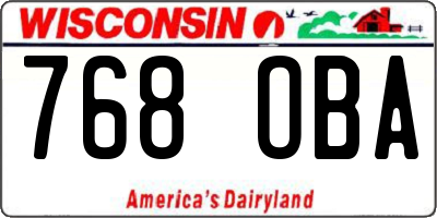 WI license plate 768OBA
