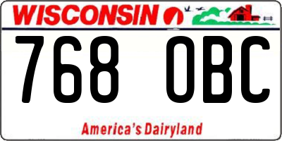WI license plate 768OBC
