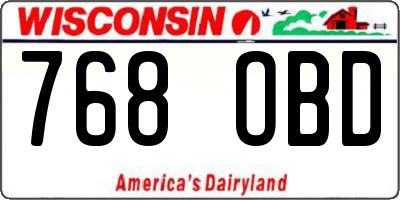 WI license plate 768OBD