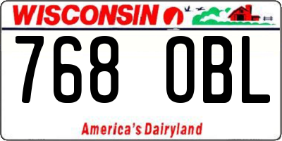WI license plate 768OBL