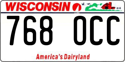 WI license plate 768OCC