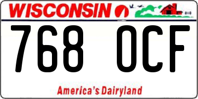 WI license plate 768OCF