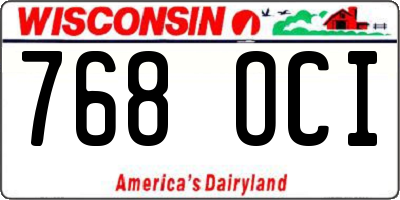 WI license plate 768OCI