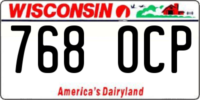 WI license plate 768OCP