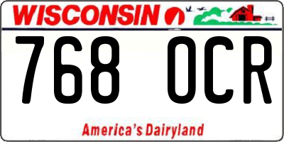 WI license plate 768OCR