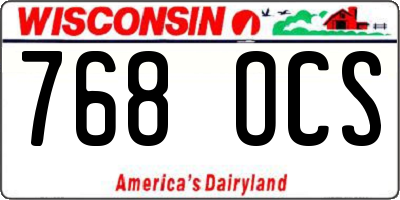 WI license plate 768OCS