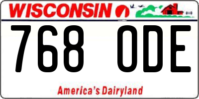 WI license plate 768ODE