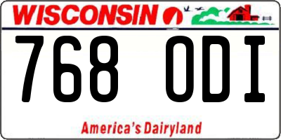 WI license plate 768ODI