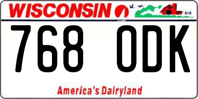 WI license plate 768ODK