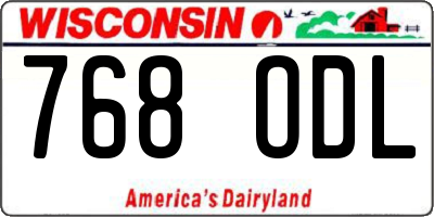 WI license plate 768ODL
