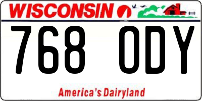 WI license plate 768ODY