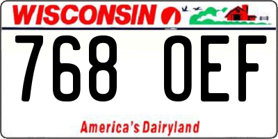 WI license plate 768OEF