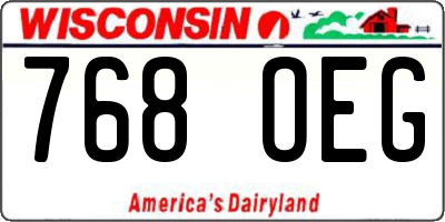 WI license plate 768OEG