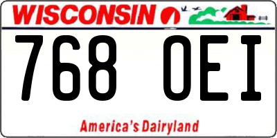 WI license plate 768OEI
