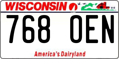WI license plate 768OEN