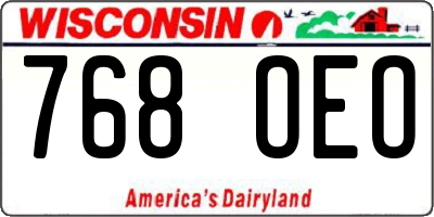 WI license plate 768OEO