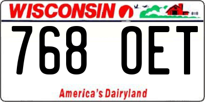 WI license plate 768OET