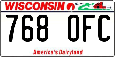 WI license plate 768OFC