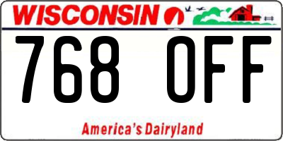 WI license plate 768OFF