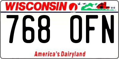 WI license plate 768OFN
