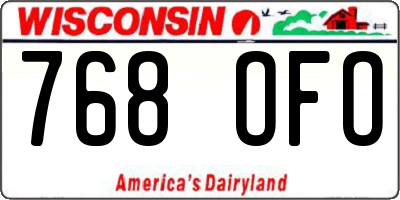 WI license plate 768OFO