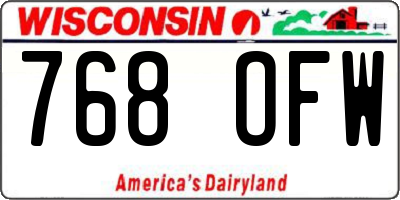 WI license plate 768OFW