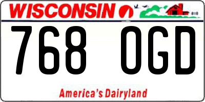 WI license plate 768OGD