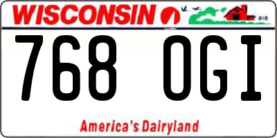 WI license plate 768OGI