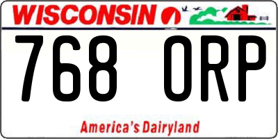 WI license plate 768ORP
