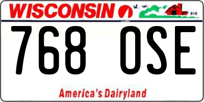 WI license plate 768OSE