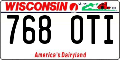 WI license plate 768OTI