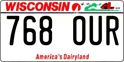 WI license plate 768OUR