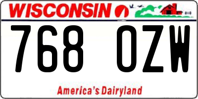WI license plate 768OZW
