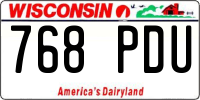 WI license plate 768PDU