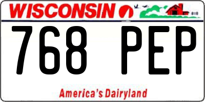 WI license plate 768PEP
