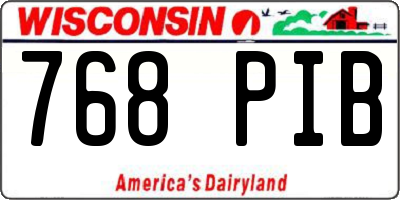 WI license plate 768PIB