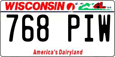 WI license plate 768PIW