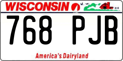 WI license plate 768PJB
