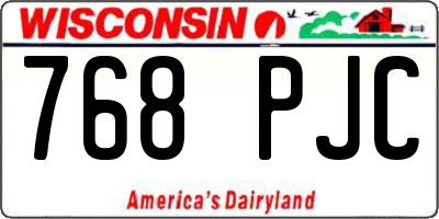 WI license plate 768PJC