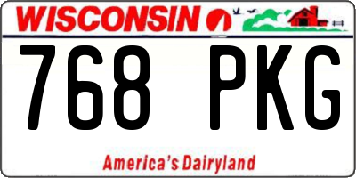 WI license plate 768PKG