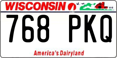 WI license plate 768PKQ