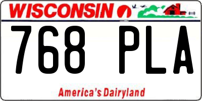 WI license plate 768PLA