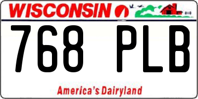 WI license plate 768PLB