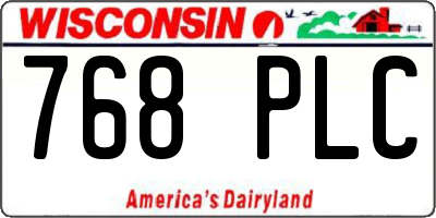 WI license plate 768PLC