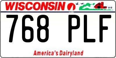 WI license plate 768PLF