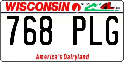 WI license plate 768PLG