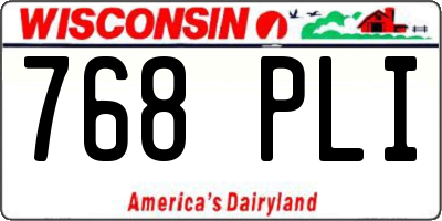 WI license plate 768PLI