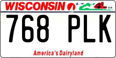 WI license plate 768PLK